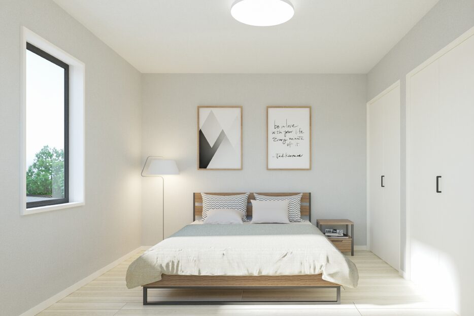 【Bed room】<br />
ゆとりの広さを確保した7.6帖の主寝室。<br />
それぞれのプライベート空間も贅沢な広さを実現しています。